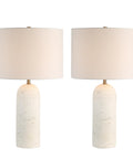 Dorato Off-White Travertine-Look Table Lamp Set of 2 -1