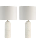 Dorato Off-White Travertine-Look Table Lamp Set of 2 -3