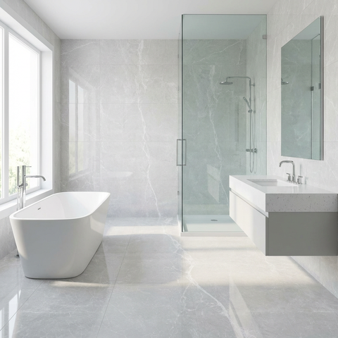 Grey polished floor tile