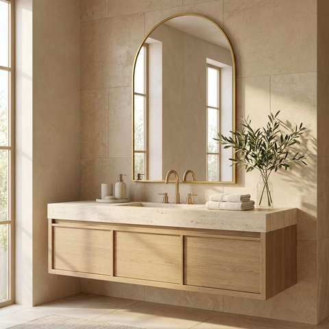 Durness Satin Brass Modern Wall Mirror