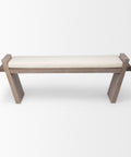 Elaine I Cream Upholstered Mango Wood Bench-2