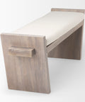 Elaine I Cream Upholstered Mango Wood Bench-4