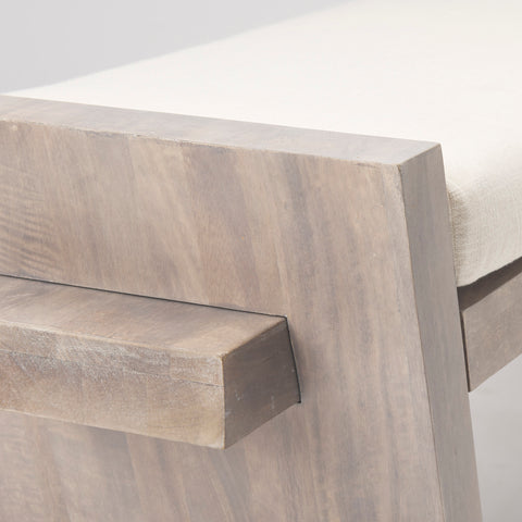 Elaine I Cream Upholstered Mango Wood Bench-5