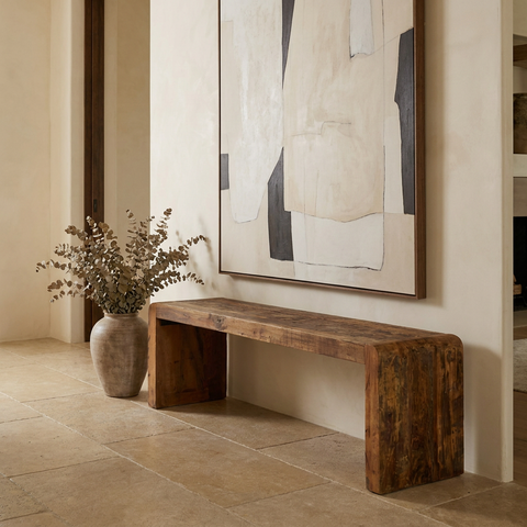 Estelle Rustic Brown Reclaimed Wood Bench 