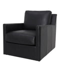 Europa Black Leather Swivel Accent Chair-1