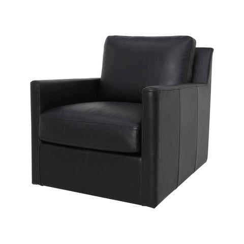 Europa Black Leather Swivel Accent Chair-1