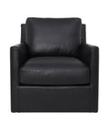 Europa Black Leather Swivel Accent Chair-2