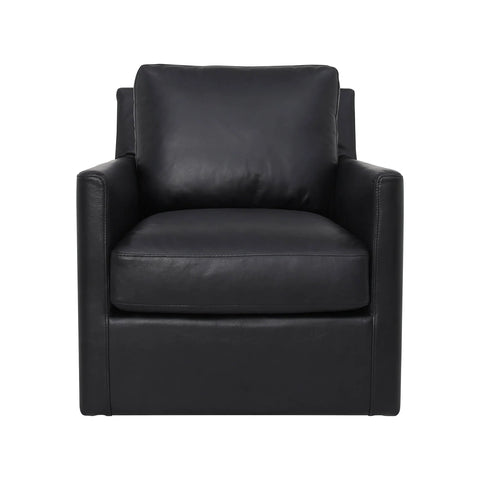 Europa Black Leather Swivel Accent Chair-2