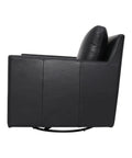 Europa Black Leather Swivel Accent Chair-3