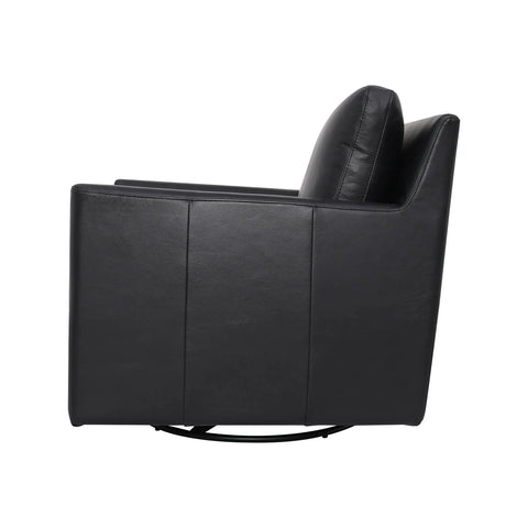 Europa Black Leather Swivel Accent Chair-3