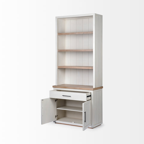 Fairview White & Medium Brown Solid Mango Wood Shelving Unit -2