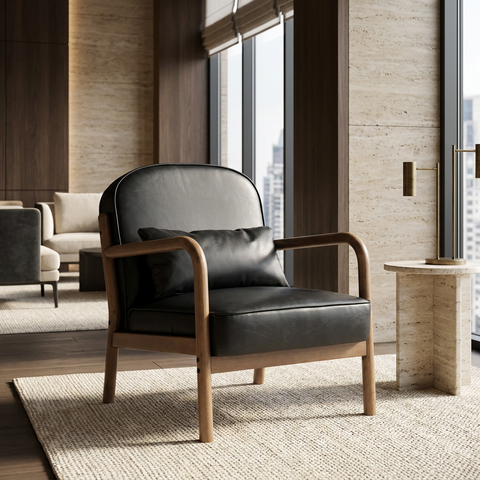 Fani Black Faux Leather Accent Chair