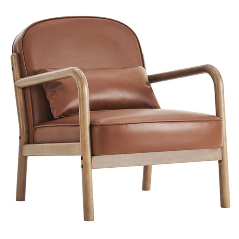 Fani Saddle Brown Faux Leather Accent Chair-1