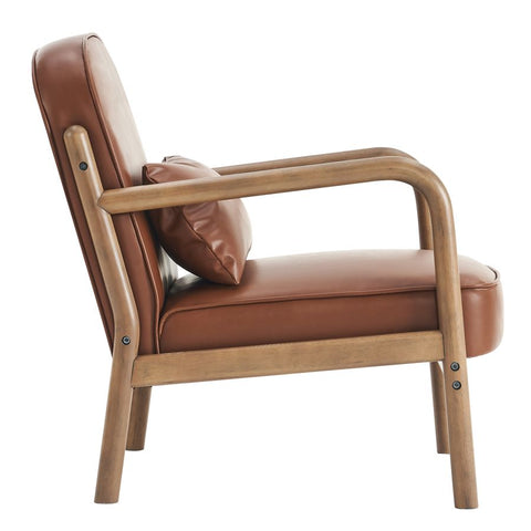 Fani Saddle Brown Faux Leather Accent Chair-2