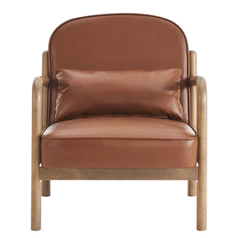 Fani Saddle Brown Faux Leather Accent Chair-3