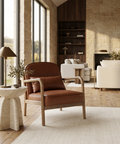 Fani Saddle Brown Faux Leather Accent Chair
