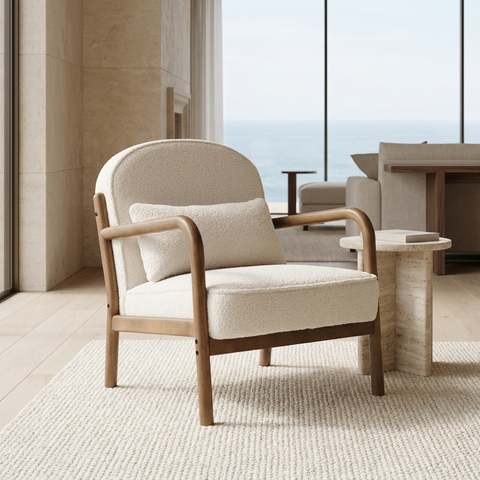 Fani White Boucle Accent Chair