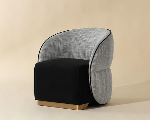 Fatina Black and White Fabric Accent Chair-1