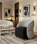 Fatina Black and White Fabric Accent Chair