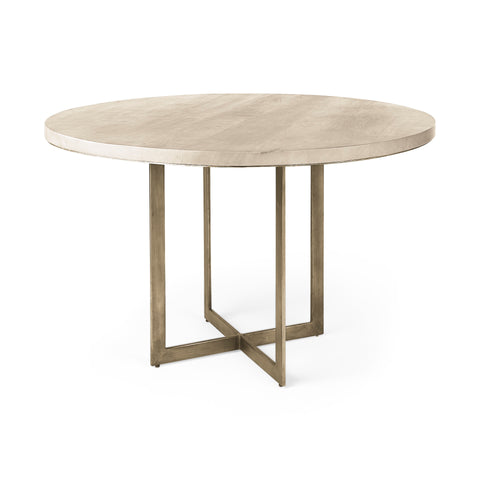 Faye 48" Beige Mango Wood Dining Table-1