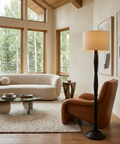 Francine Matte Black Mango Wood Floor Lamp 