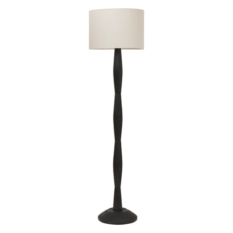 Francine Matte Black Mango Wood Floor Lamp -5