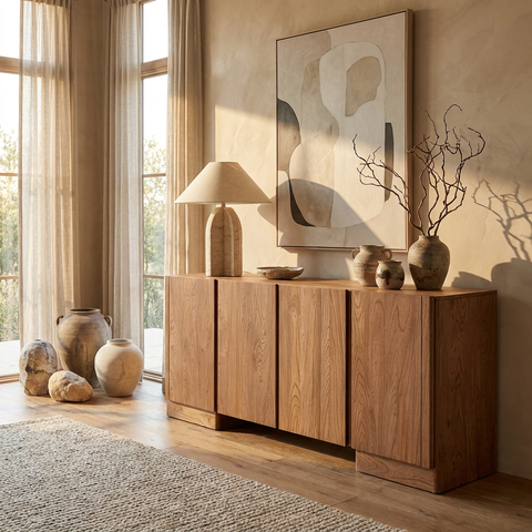 elm wood sideboard cabinet