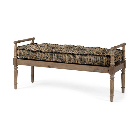 Fullerton II Striped Jute Bench-1