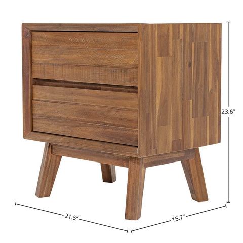 Gia Two Drawer Pecan - Nightstand LH