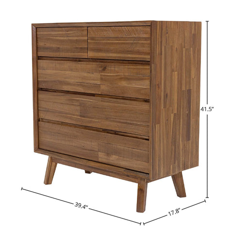 Gia Pecan Five Drawer - Dresser LH