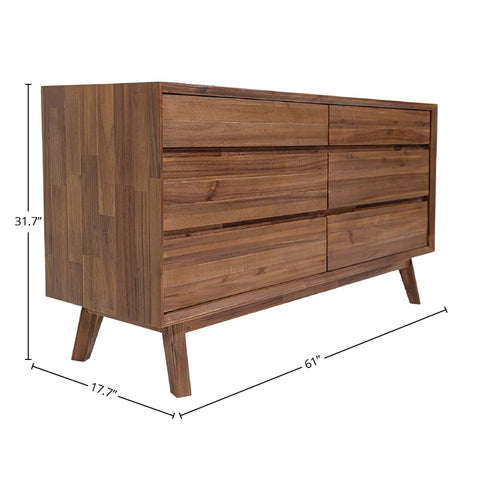 Gia Pecan Six Drawer - Dresser LH