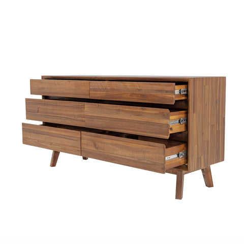 Gia Pecan Six Drawer - Dresser LH