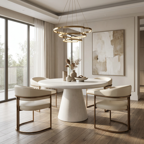 Galio White Cement Round Dining Table