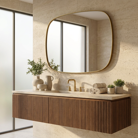 Gallegos Brushed Brass Modern Wall Mirror 