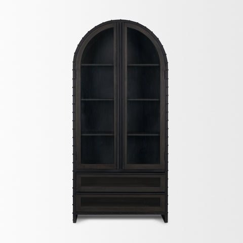 Gehry Dark Brown Metal and Mango Wood Display Cabinet -2