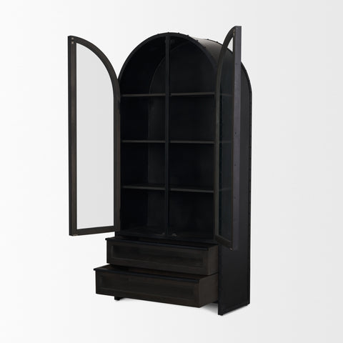 Gehry Dark Brown Metal and Mango Wood Display Cabinet -5