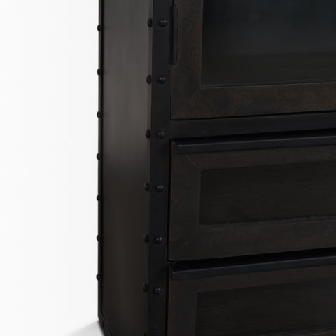 Gehry Dark Brown Metal and Mango Wood Display Cabinet -7