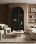 Gehry Dark Brown Metal and Mango Wood Display Cabinet - Mercana