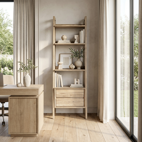 Gia Driftwood Solid Acacia Wood Modular Bookcase