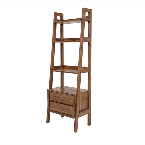 Gia Pecan Solid Acacia Wood Modular Bookcase-1