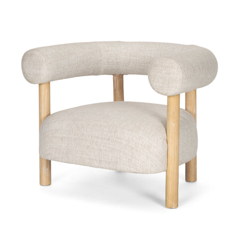 Gianna Oatmeal Fabric Open Back Accent Chair -1