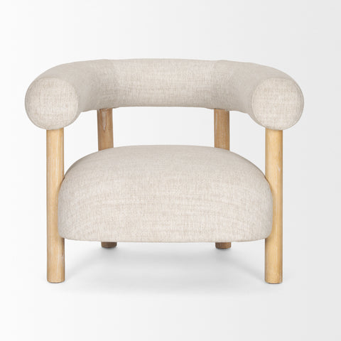 Gianna Oatmeal Fabric Open Back Accent Chair -2