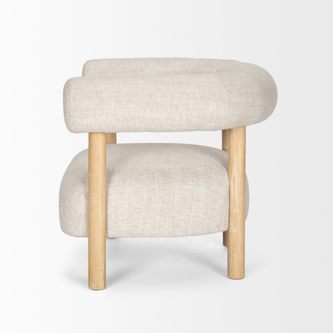 Gianna Oatmeal Fabric Open Back Accent Chair -3