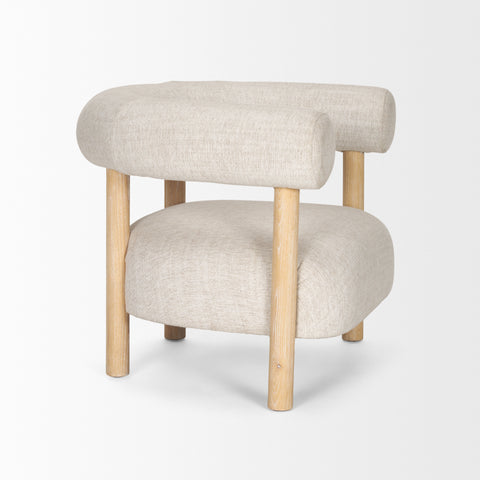 Gianna Oatmeal Fabric Open Back Accent Chair -6