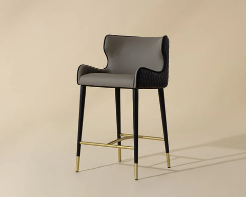 Gianni Black Modern Faux Leather Counter Stool -1