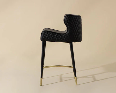 Gianni Black Modern Faux Leather Counter Stool -4