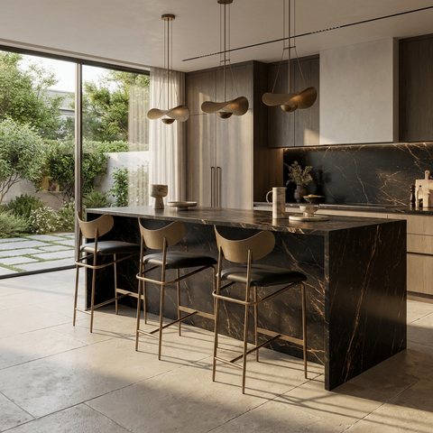 Gibson Black Modern Leather Counter Stool