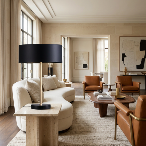 Gillian Black Marble Table Lamp
