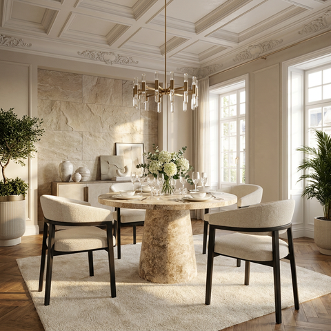 Godiva Grey Stone Look Round Dining Table