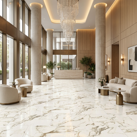 Gold Statuario 5mm Waterproof Luxury Vinyl Tile 24"x24"